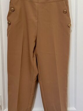 Zara Camel Dress Pants with Gold Buttons